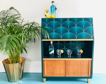 SOLD - Cocktail Cabinet Mid Century - Green Art Deco