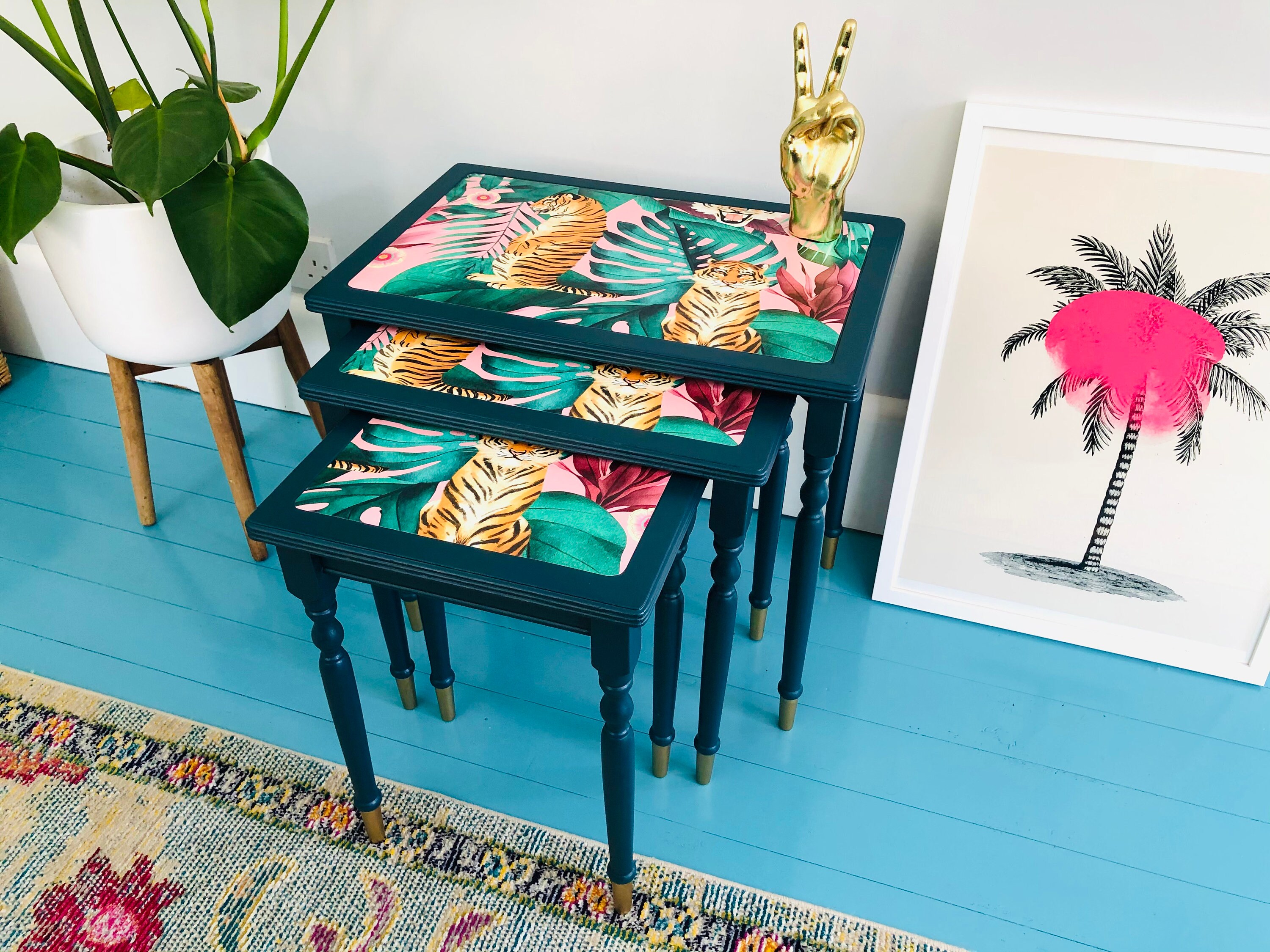 Navy blue sale nest of tables