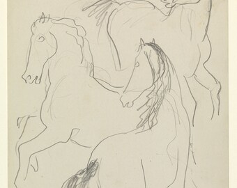 vintage horse sketch, abstract lines, modern wall decor, wall gallery