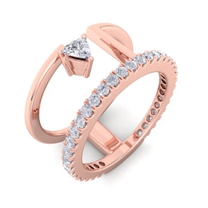 14K Gold Natural Triangle Diamond Eternity Wedding Band Ring For Anniversary, Engagement and Wedding Gift