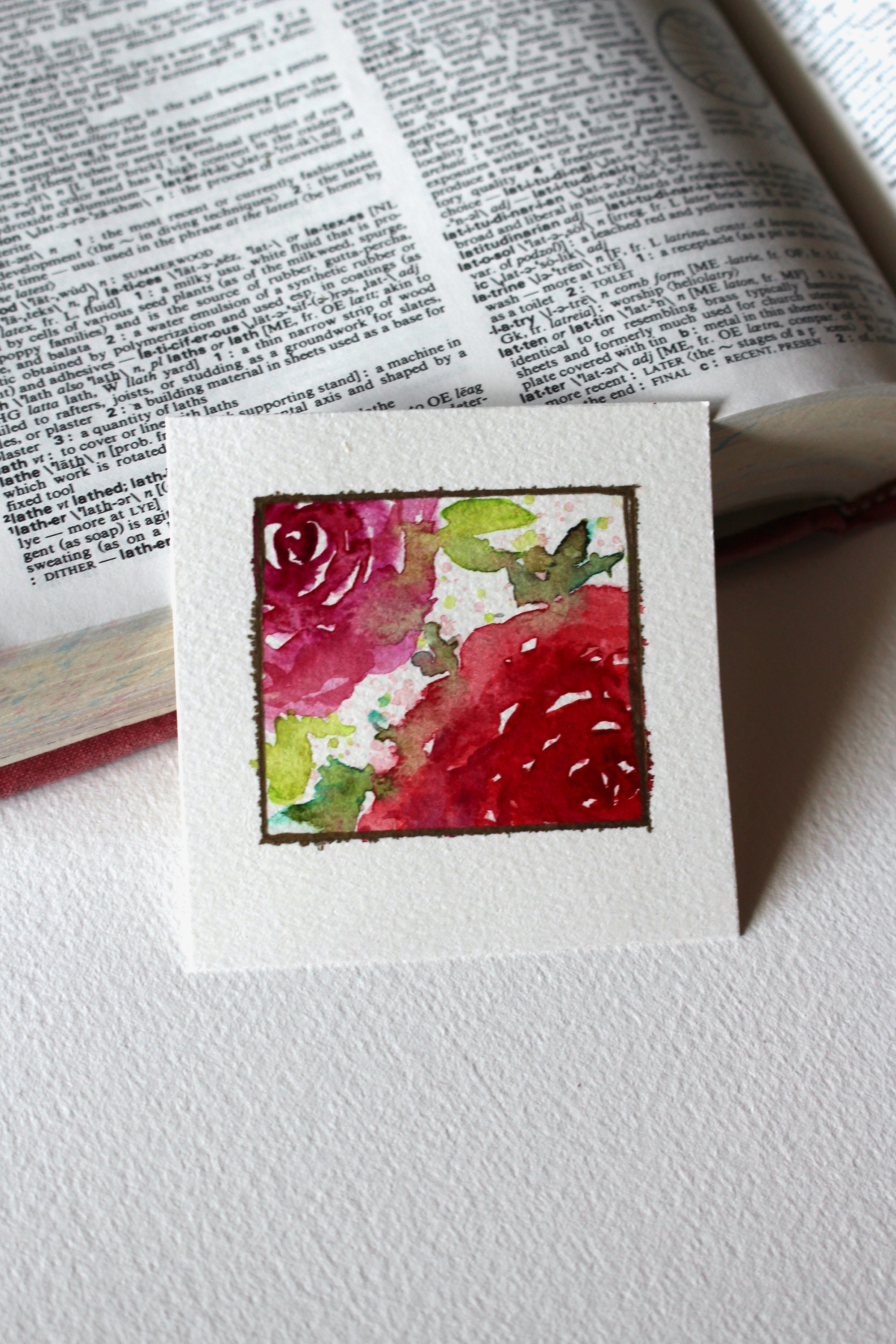 Red Roses Bookmarks Set of 3 Watercolour Roses Bookmarks and Mini Painting, Loose Floral ...