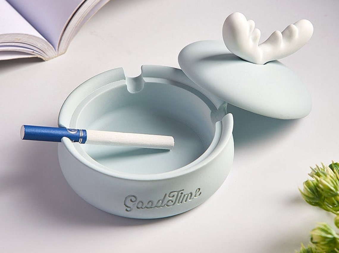 Smokeless Outdoor Ashtray with Lid / Windproof Mini Ash Tray Etsy