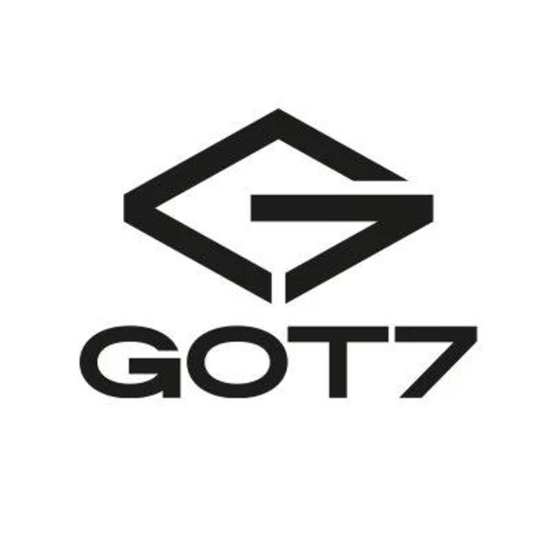 May include: Black and white GOT7 logo. The logo features a stylized black geometric shape above the word "GOT7". The text is in a bold, sans-serif font. The background is white.