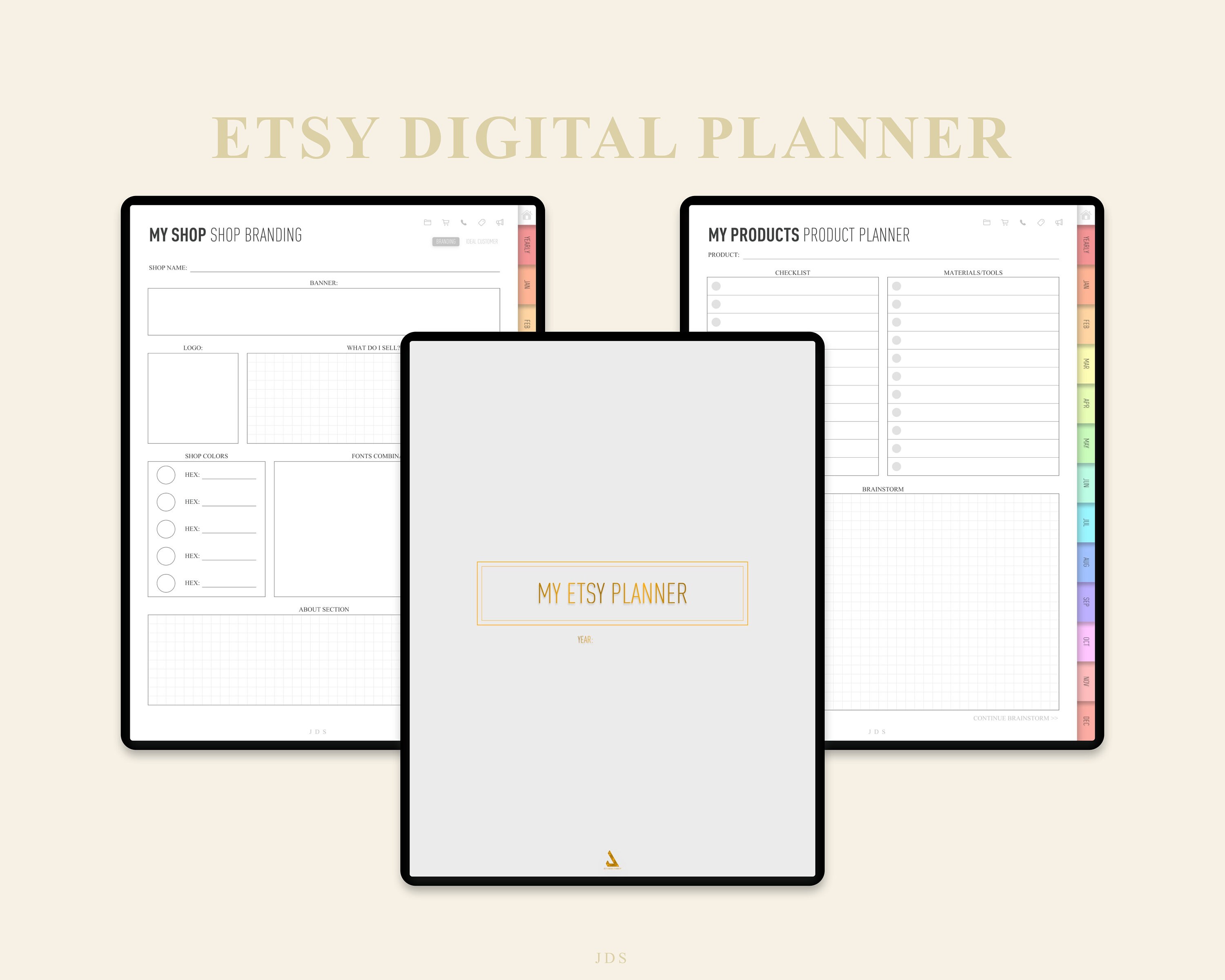 Etsy Digital Planner Portrait Kleinunternehmer Undatiertes Etsy