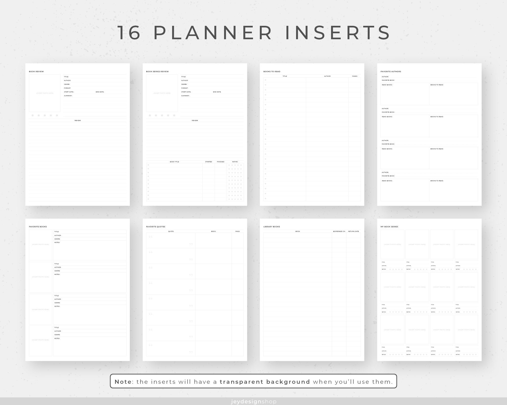 Readings Tracker Digital Planner Inserts 16 Templates for - Etsy