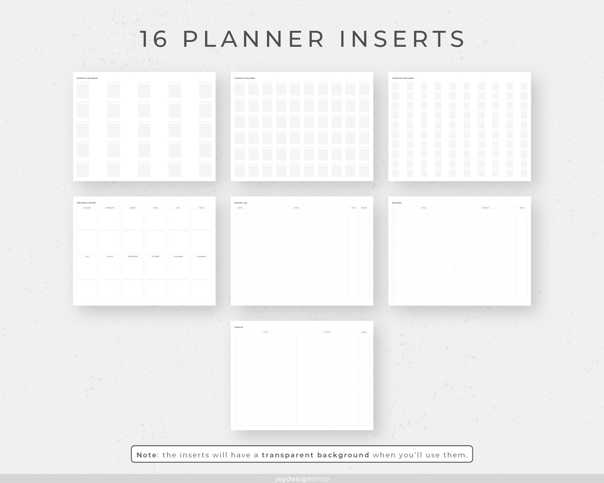 Readings Tracker Digital Planner Inserts 16 Templates for Book Lovers