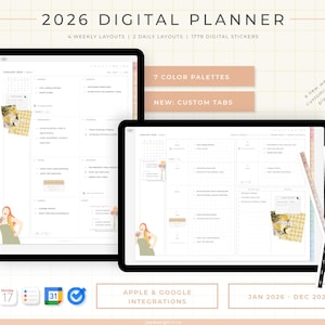 Agenda digitale 2026 / Gennaio-Dicembre / Agenda annuale, mensile, settimanale e giornaliera / Inizio lunedì e domenica / Orizzontale e verticale