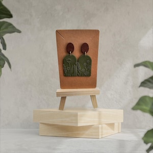 Floral Stamped Clay Drop Earrings
