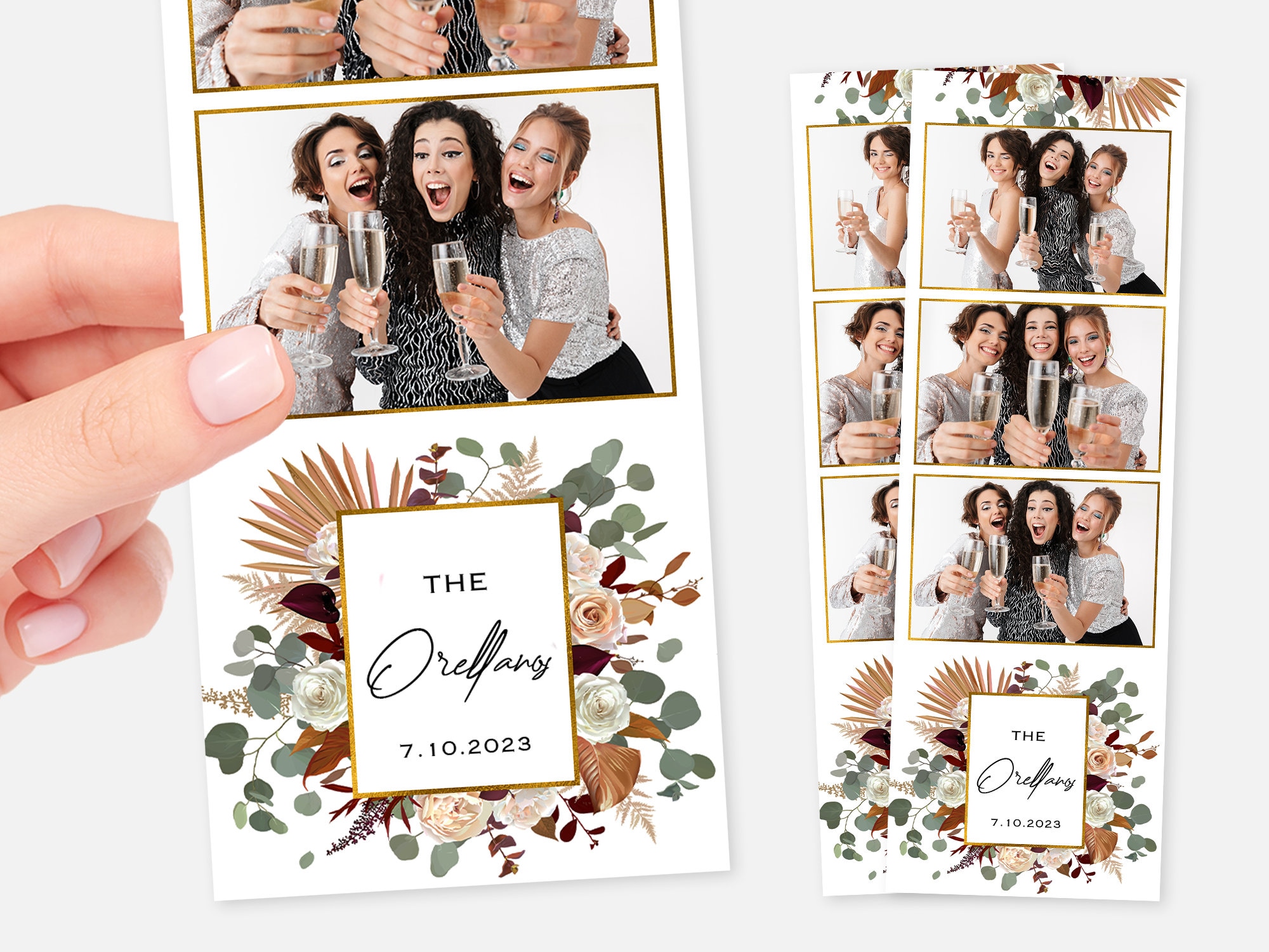 Fall Wedding Photo Booth Template, Autumn, Floral Photo Booth Template, Modern, Bohemian, Greenery Template, Strip, 2x6, Instant Download,
