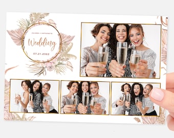 Boho Photo Booth Template, Wedding Photo Booth Template, 4x6, Bohemian, Floral, Photobooth, Pampas, Greenery, Bridal Shower, Baby Shower
