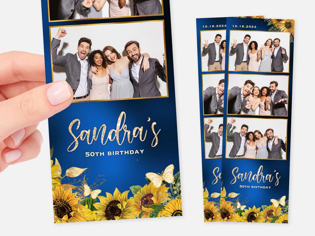 Sunflower Photo Booth Template, Navy, Royal Blue, Butterfly Photo Booth