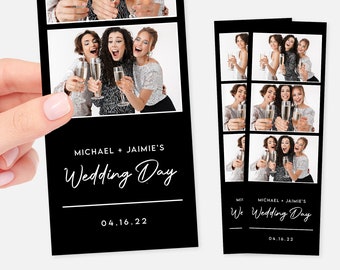 Minimalist Wedding Photo Booth Template, Black and White, 2x6 (PSD)