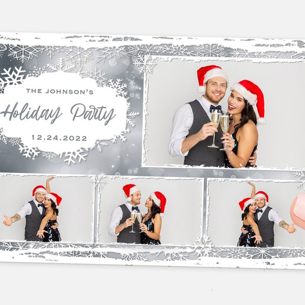 Holiday Photo Booth Template, Christmas Photo Booth Template, 4x6, Snowflake Photo Booth Template, Winter Wonderland, PSD, Instant Download