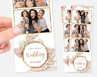 Boho Photo Booth Template, Wedding Photo Booth Template, 2x6, Bohemian, Floral, Photobooth, Pampas, Greenery, Bridal Shower, Baby Shower