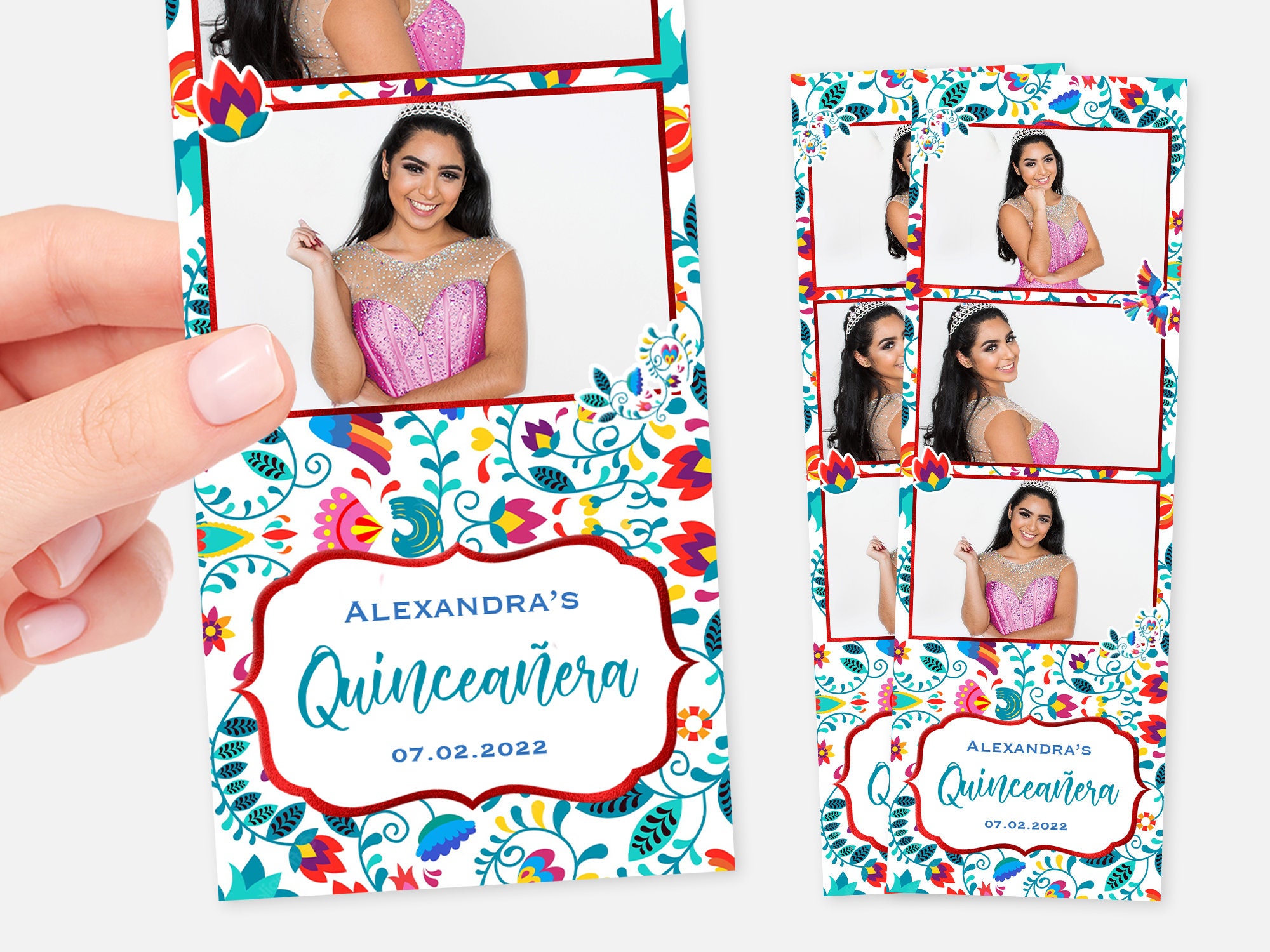 fiesta-photo-booth-template-2x6-strip-quincea-era-photo-etsy