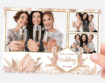 Boho Photo Booth Template, Wedding Photo Booth Template, 4x6, Bohemian, Floral, Photobooth, Pampas, Greenery, Bridal Shower, Baby Shower