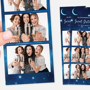 Moon and Stars Photo Booth Template | 2x6 | A Night Under The Stars | Quinceañera Photo Booth Template | Sweet 16 | Starry Night | Celestial