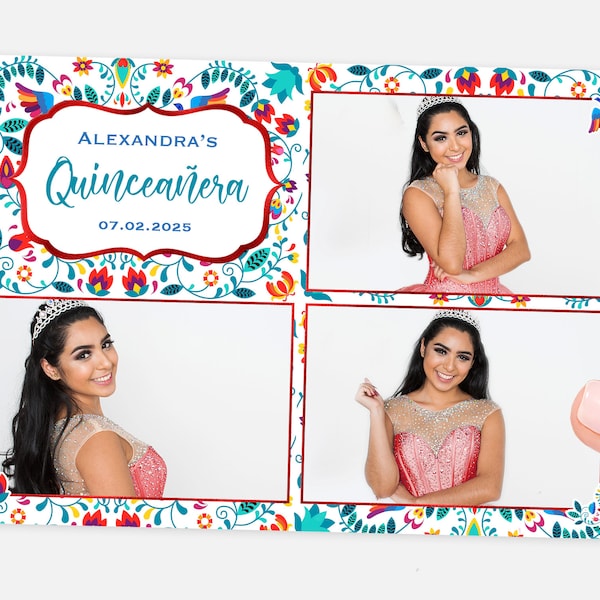 Mexican Photo Booth Template, 4x6, Quinceañera Template, Mexican Photo Booth Template, Birthday, Floral, Charro, Cinco De Mayo, Folklorico