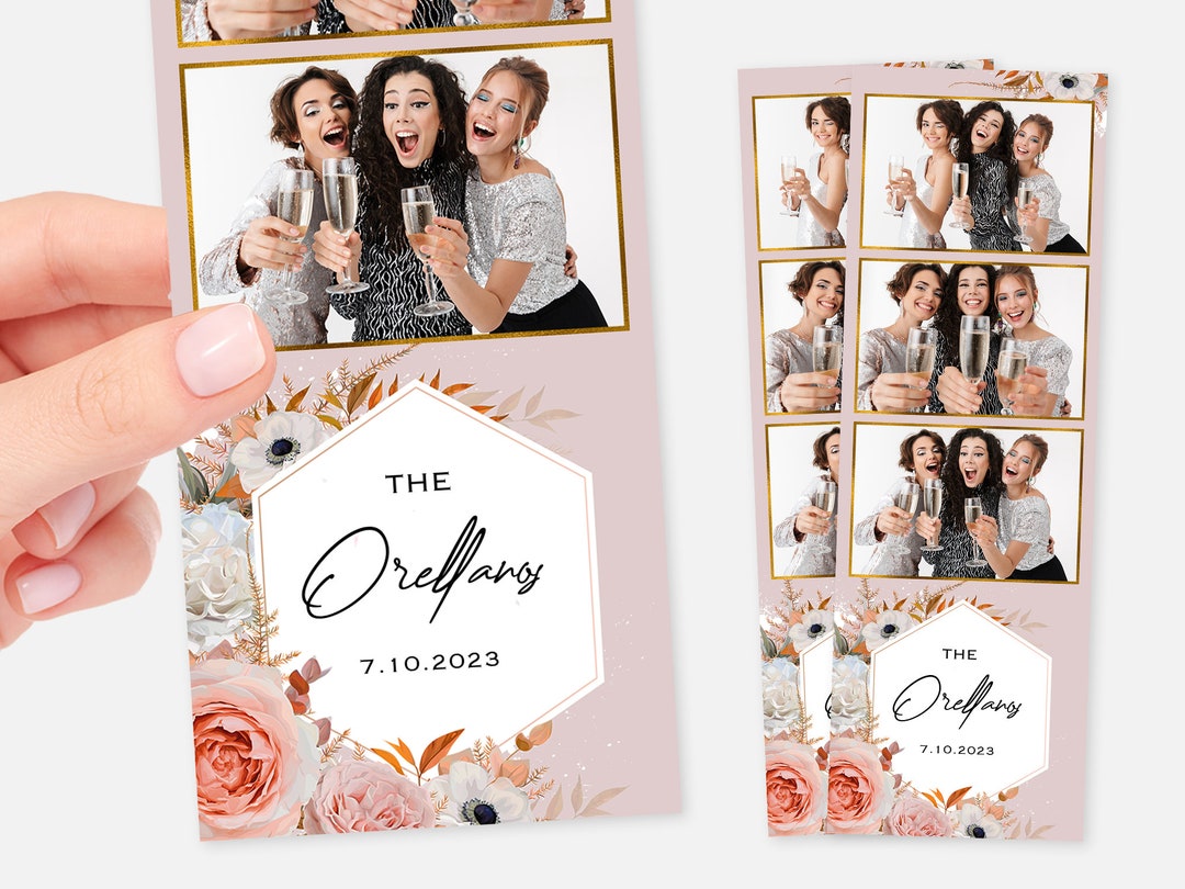 Wedding Photo Booth Template, Floral Photo Booth Template, Peach, Blush