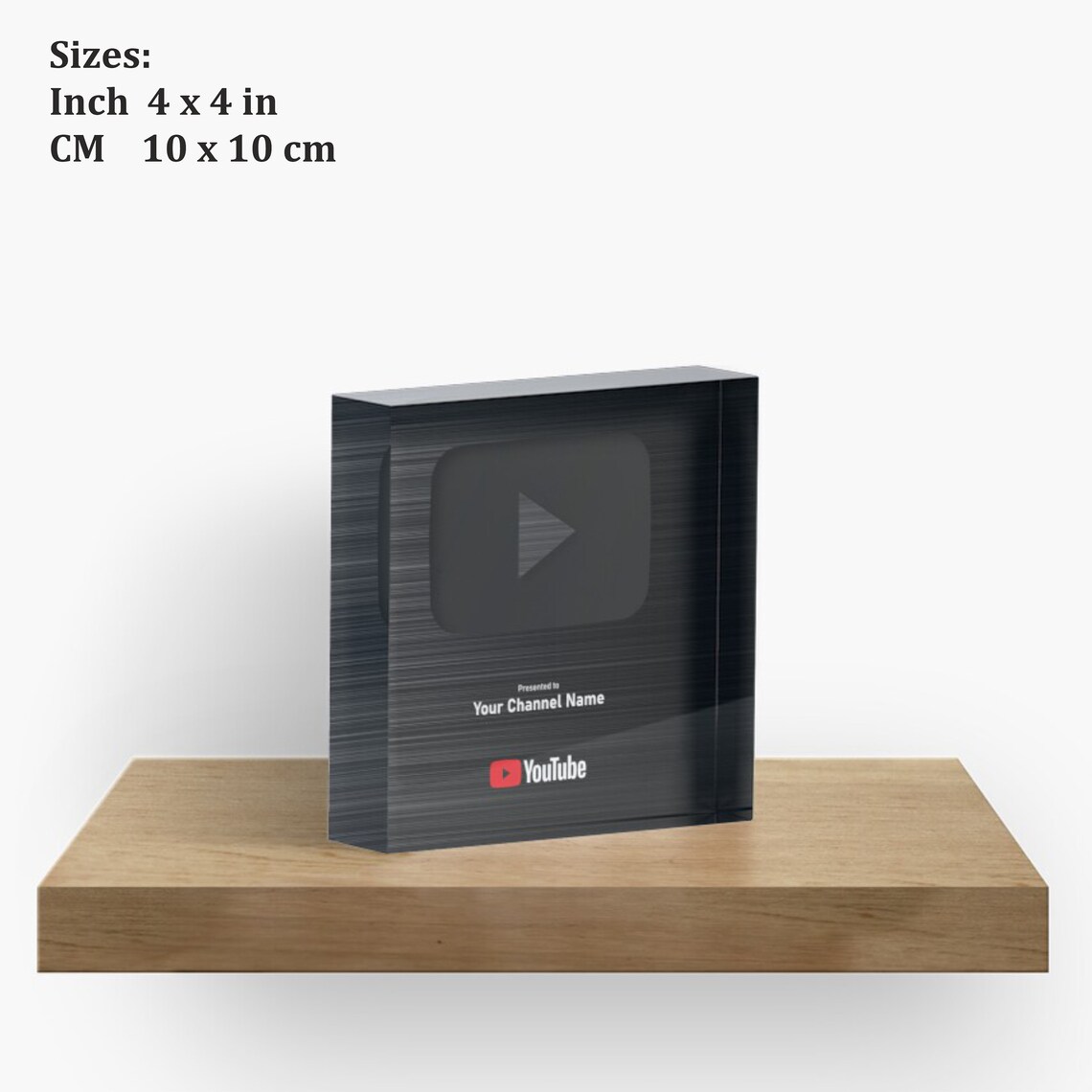 YouTube Award Plaque with the Black Play Button for your Etsy