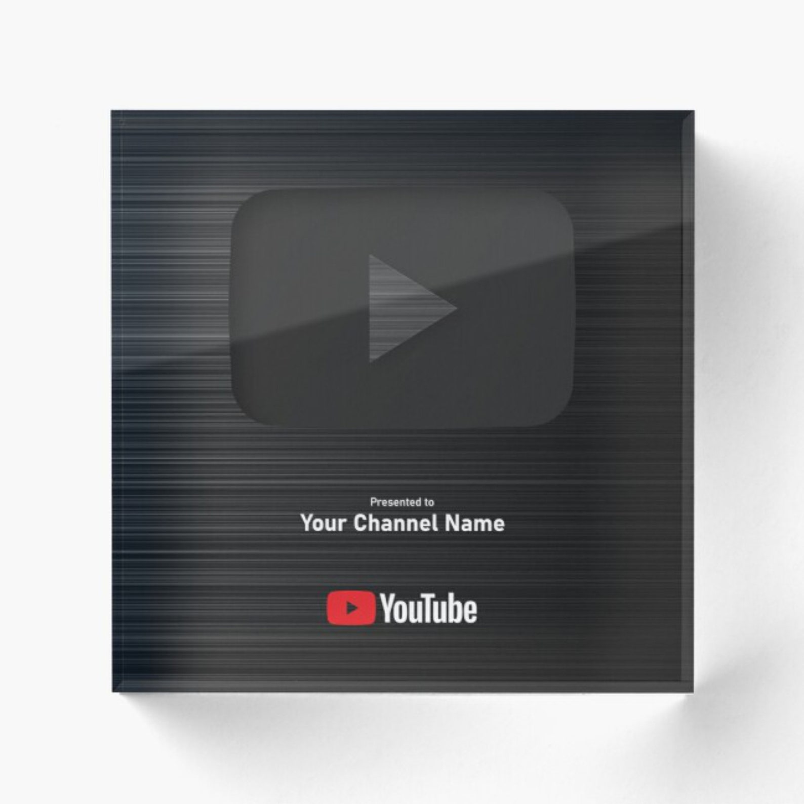 YouTube Award Plaque with the Black Play Button for your Etsy