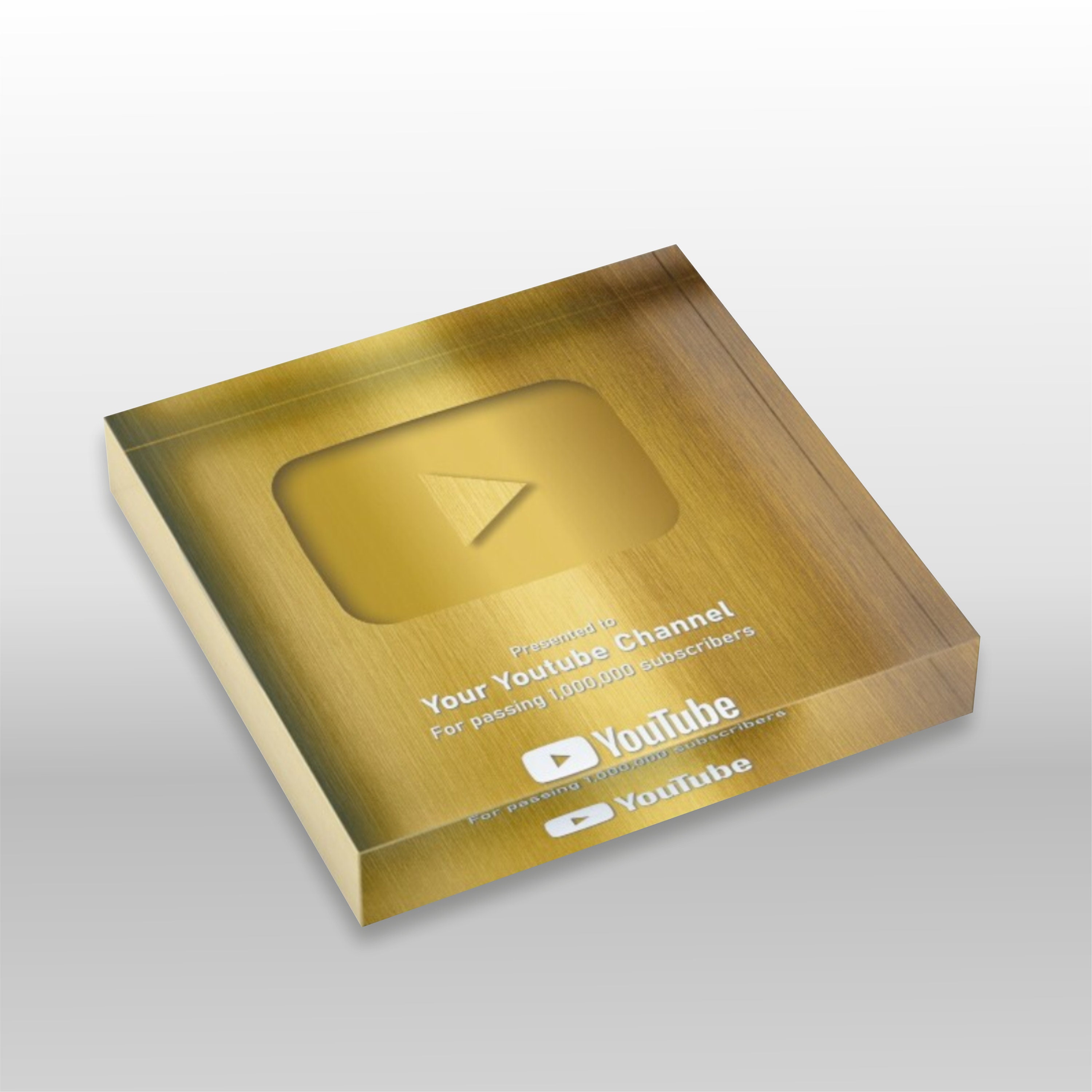 Placa de premio de YouTube con el botón de reproducción de