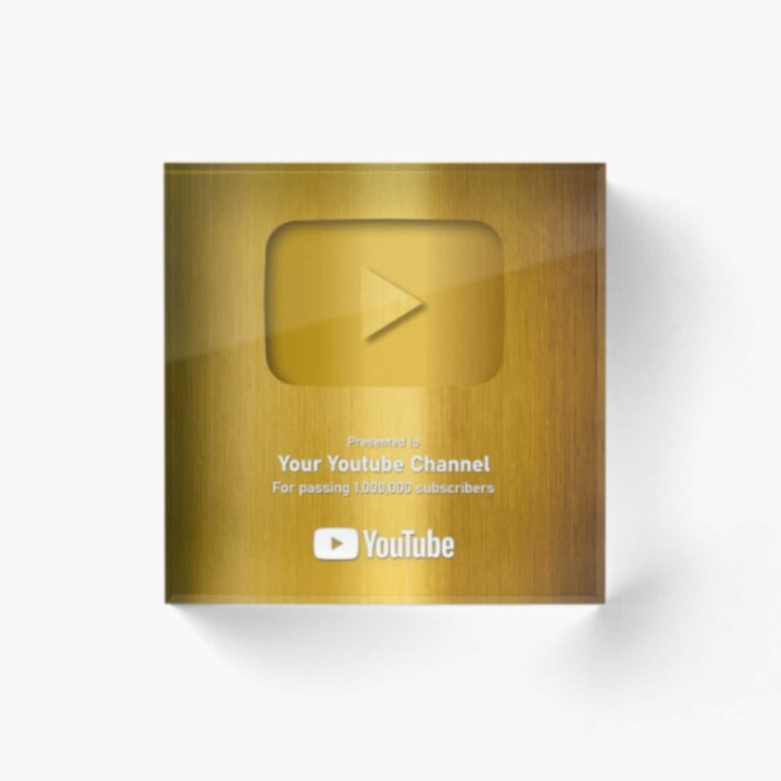 Placa de premio de YouTube con el botón de reproducción de
