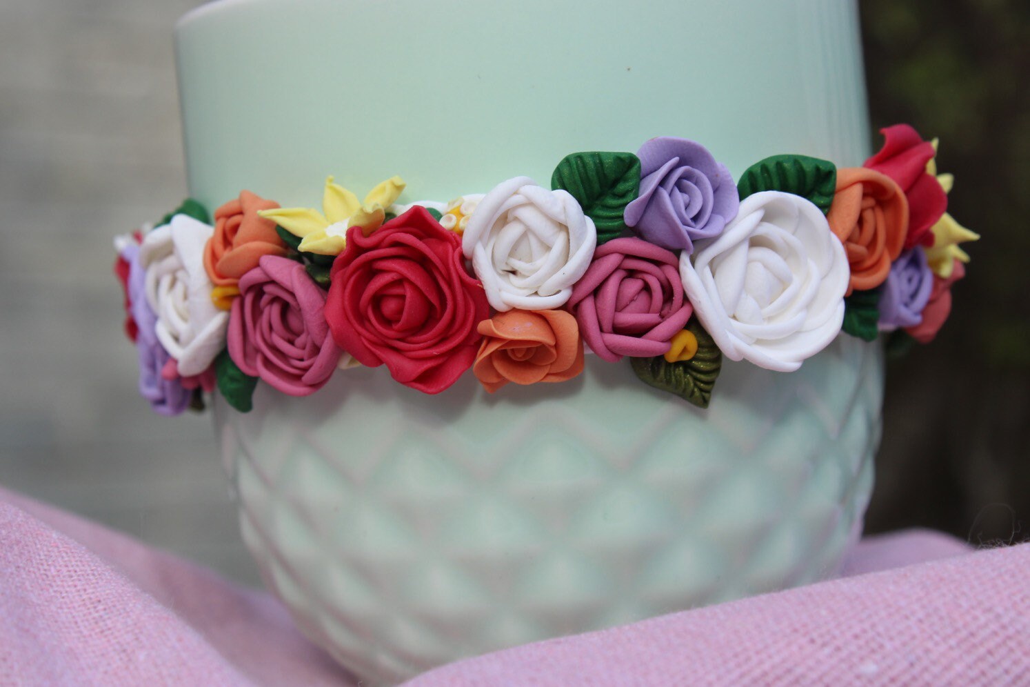 Ceramic Mugs Polymer Clay Flower Designed Mug Handmade Ideal Etsy UK