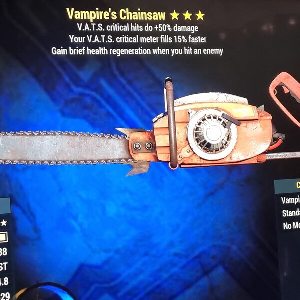 Fallout 76 Vampire Chainsaw Etsy