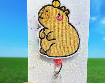 Capybara Patch einziehbare Ausweisrolle ID Inhaber: Geschenk für Tierarzt, Krankenschwester, Doktor, Studenten, Arzthelferin, Vet Tech