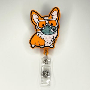 Corgi Retractable Badge Reel ID Holder: Gift for Veterinarian, Nurse, Doctor, Student, Medical Assistant, Science Lab Worker, Vet Tech, Dog