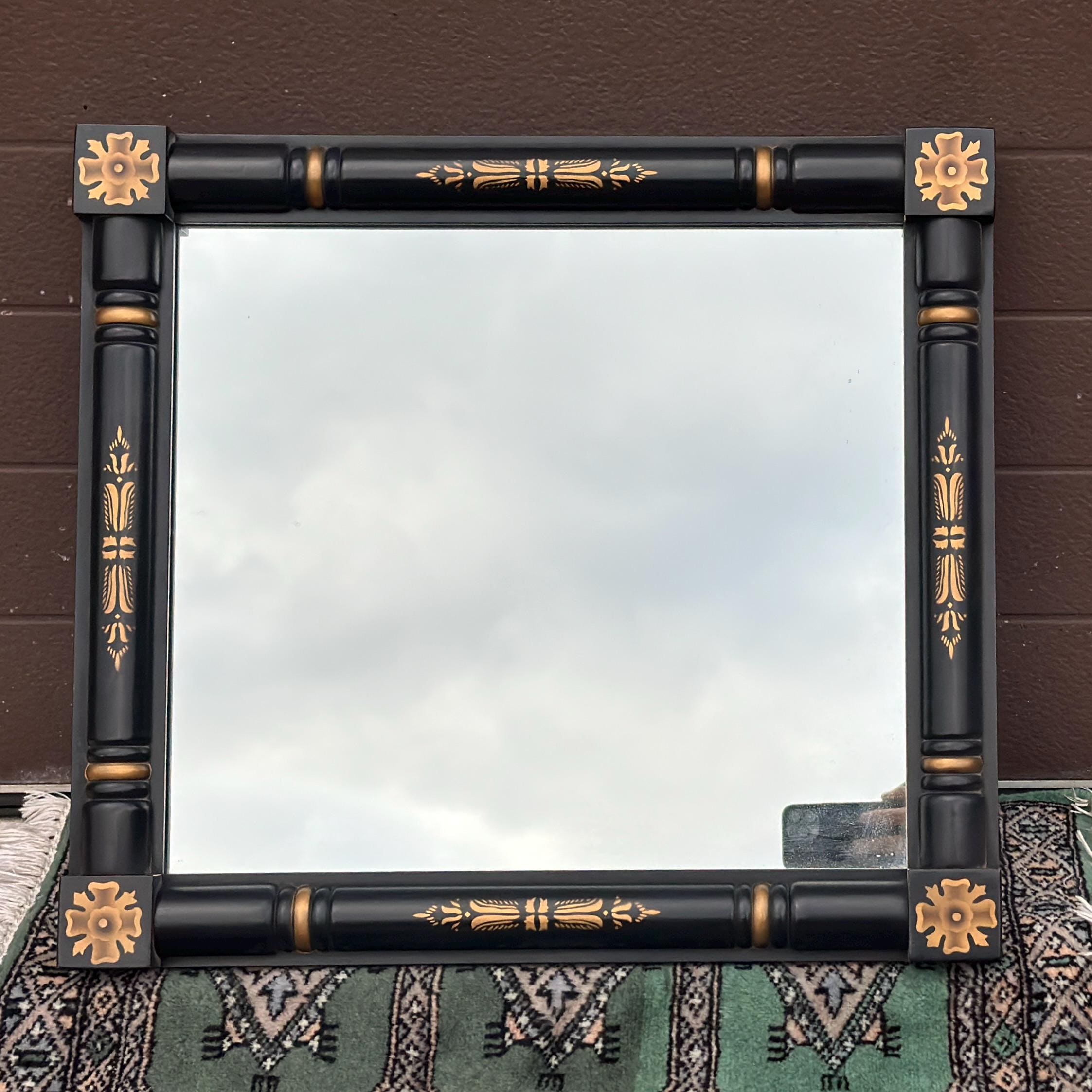 Vintage Signed Lambert Hitchcock Black & Gold Petite Wall Mirror