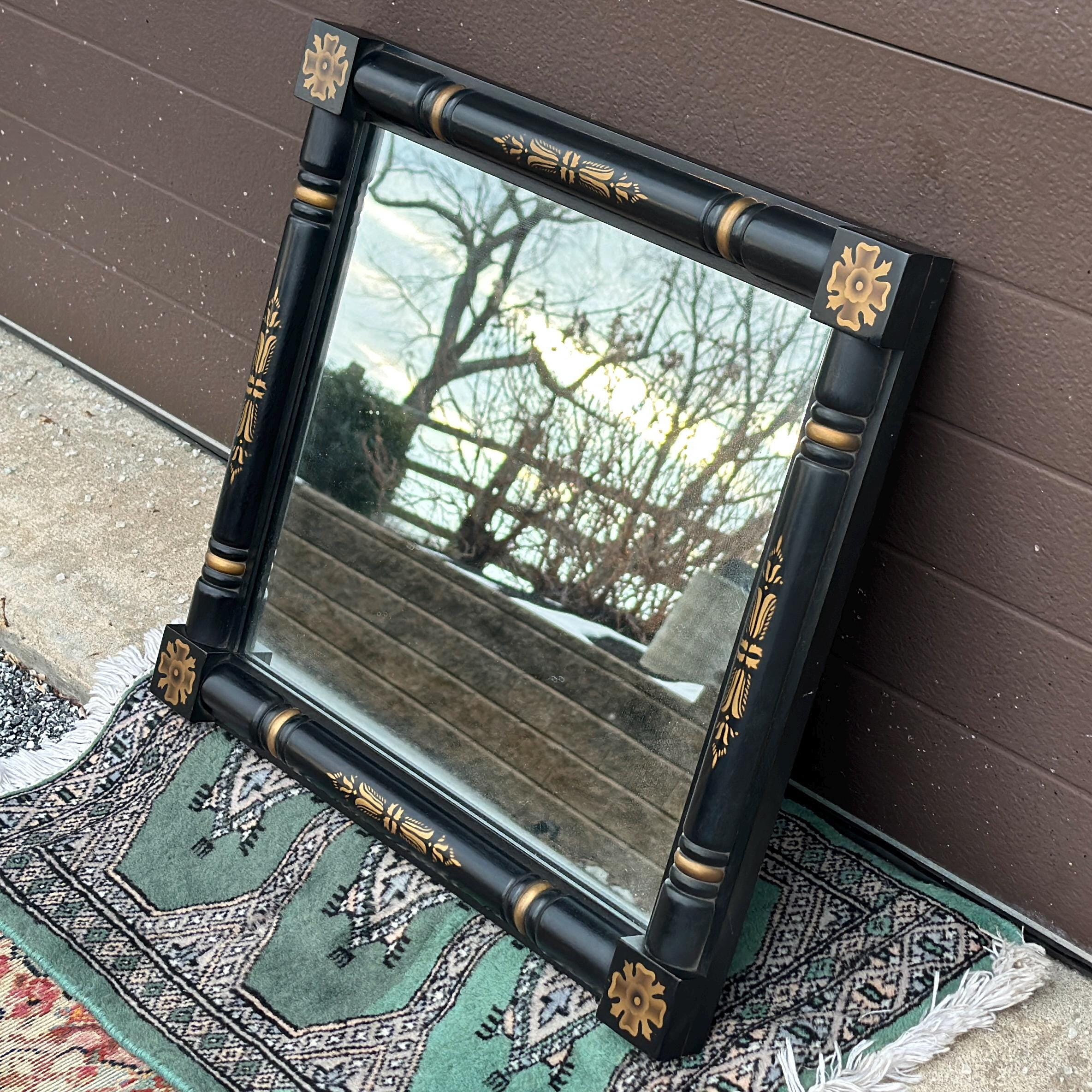 Vintage Signed Lambert Hitchcock Black & Gold Petite Wall Mirror