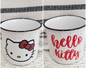 Hello Kitty Black & White Speckled Double Sided 20 oz Mug Hk Collection