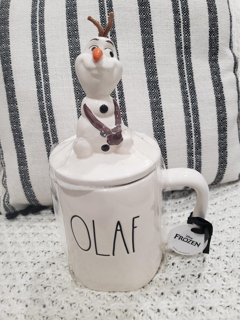 Taza blanca y tapa de Olaf de Rae Dunn, colección Frozen de Disney imagen 1