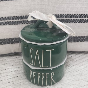 Rae Dunn &quot;Salt & Pepper&quot; Green Mini Stackable Jar Holiday Collection