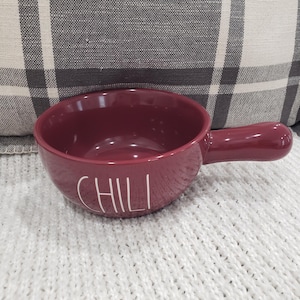 Rae Dunn &quot;Chili&quot; Maroon Bowl With Handle Collection
