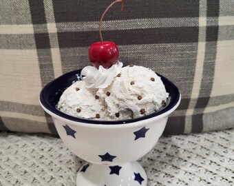 Pip Posh Design Faux Sweet Décor Stars Ice Cream Cup & Whipped Cherry Vanilla Chip Ice Cream Dessert