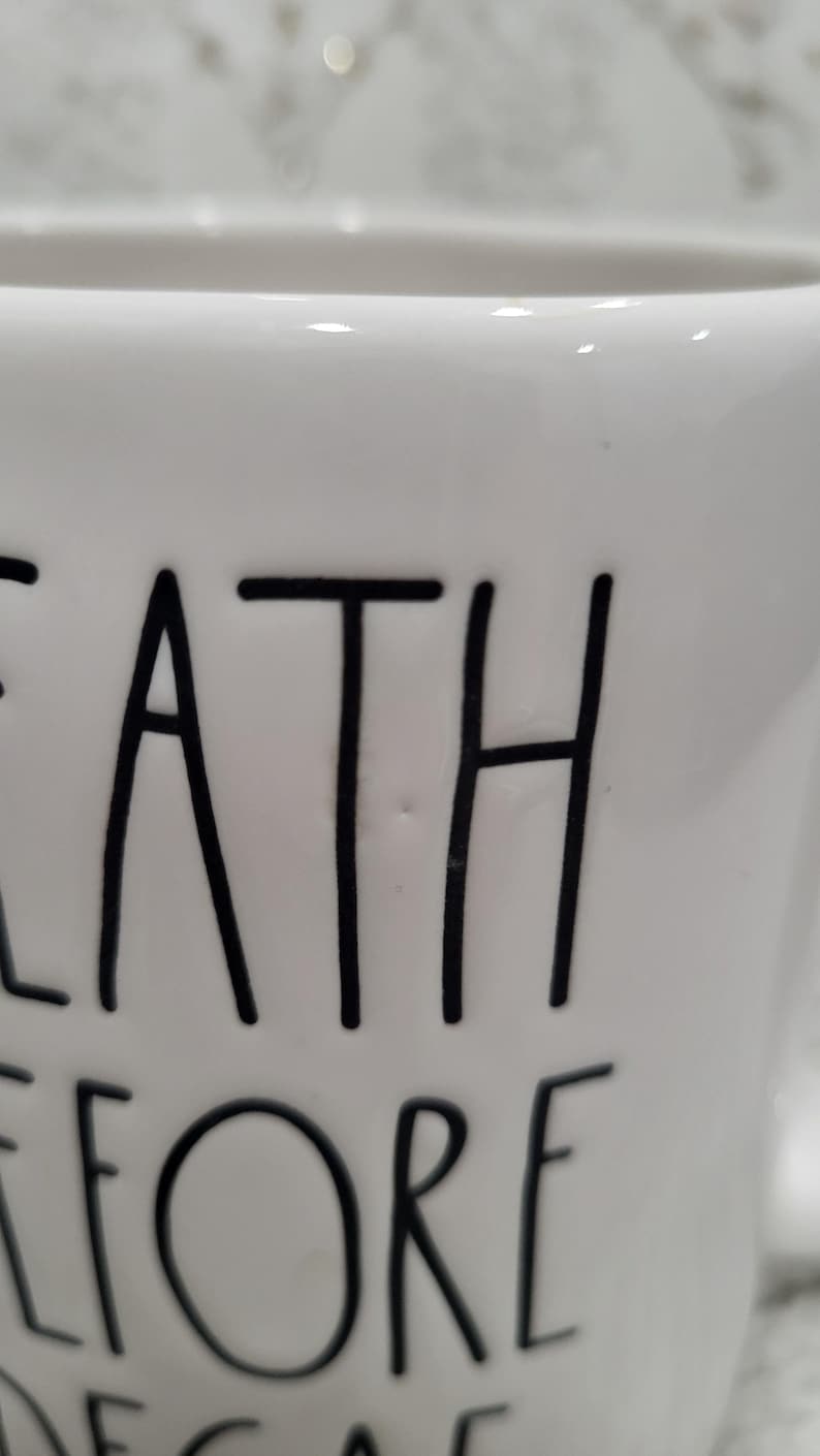 Rae Dunn "Death Before Decaf" White Mug Collection image 2