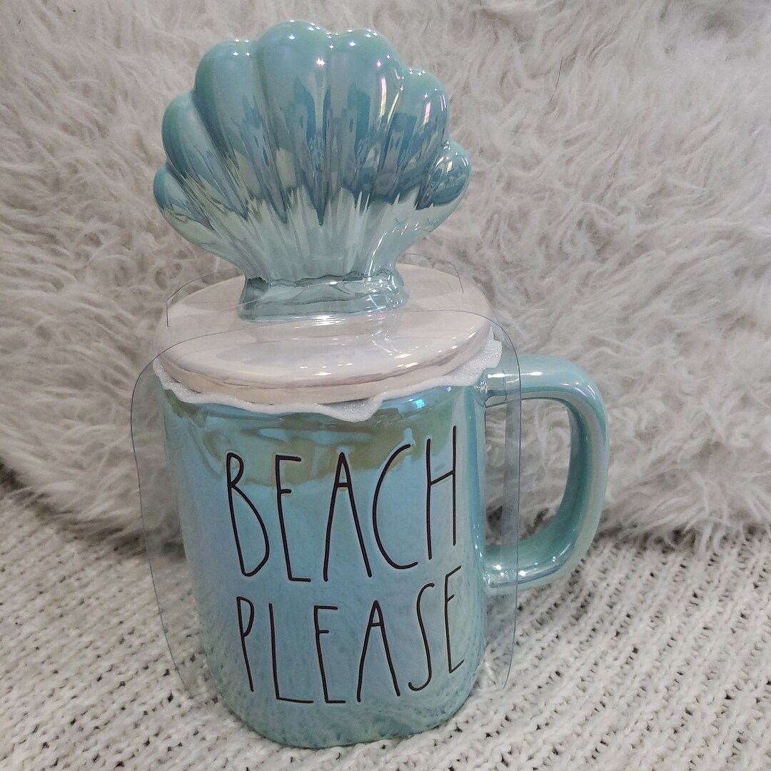 Rae Dunn beach Please Iridescent Mug & Shell Lid Etsy