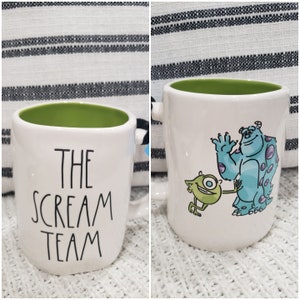 Rae Dunn " The Scream Team" Double Sided Mug Disney's Pixar Monster Inc Collection