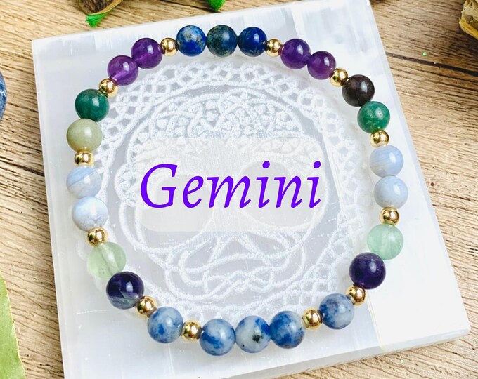 Gemini Gifts, Gemini Birthstone Bracelet for Women, Her, May June Birthstone, Zodiac Bracelet, Gemini Crystal Zodiac Gifts, Zodiac Jewelry