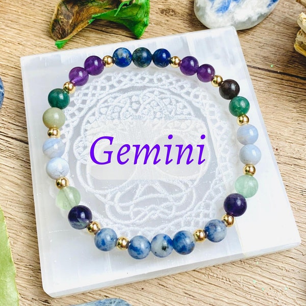 Gemini Gifts, Gemini Birthstone Bracelet for Women, Her, May June Birthstone, Zodiac Bracelet, Gemini Crystal Zodiac Gifts, Zodiac Jewelry
