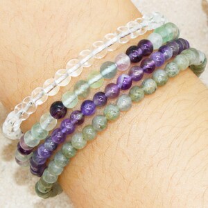 Intuition Psychic Power Stackable Small Gemstone Crystal Intention Bracelet Set | Intuitive Crystals Amethyst, Quartz, Labradorite, Fluorite