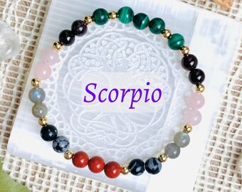 Scorpio Gifts, Scorpio Bracelet, October November Birthstone Bracelet, Zodiac Gifts for Women Her Girls, Scorpio Crystal Zodiac Jewelry