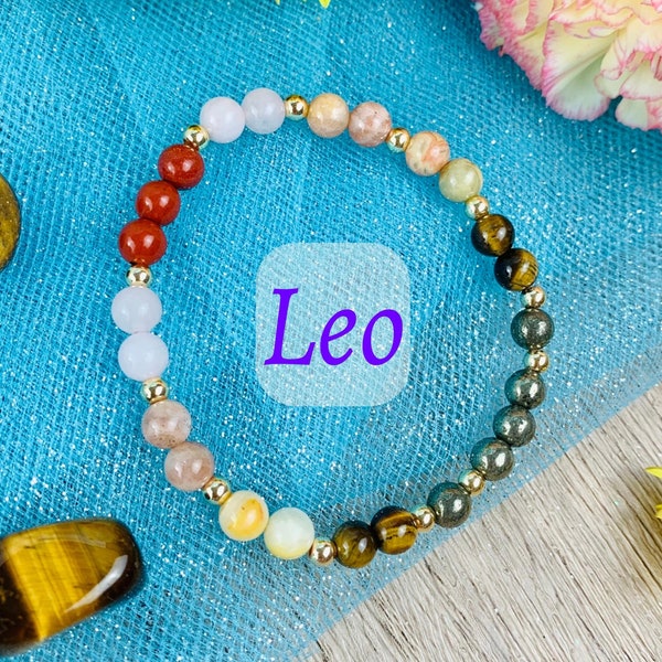 Leo Bracelet July August Birthstone Bracelet Leo Birthday Gifts, Crystals for Leo, Zodiac Gifts for Her, Leo Crystal Zodiac Bracelet Jewelry