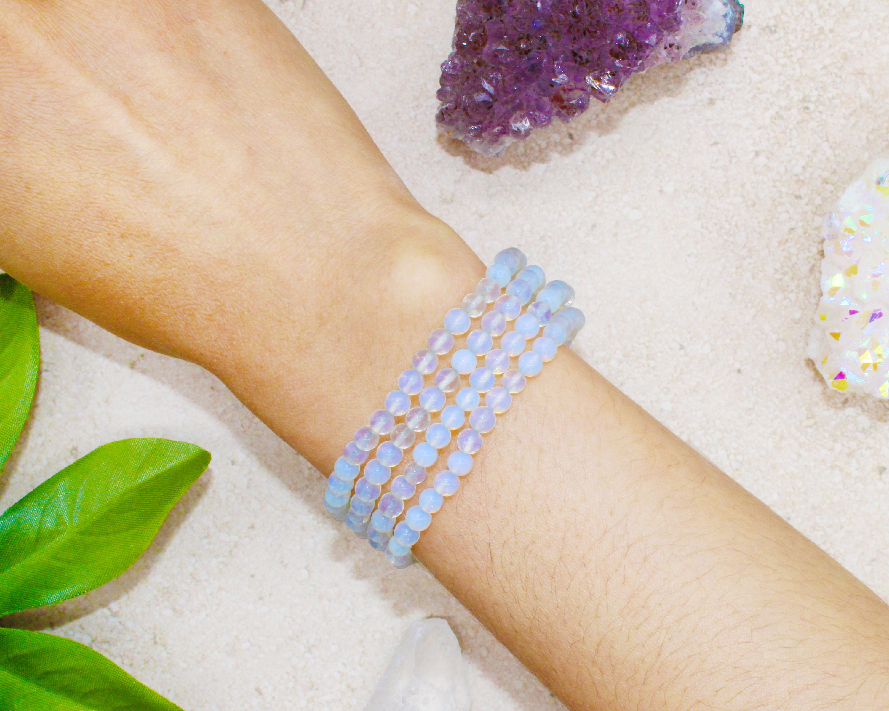 Opalite Beaded Crystal Bracelet 4mm Mini Beads Stackable for - Etsy