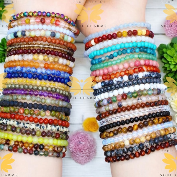 Dainty 4mm Crystal Beaded Bracelet: Stackable Gemstone Power Beads