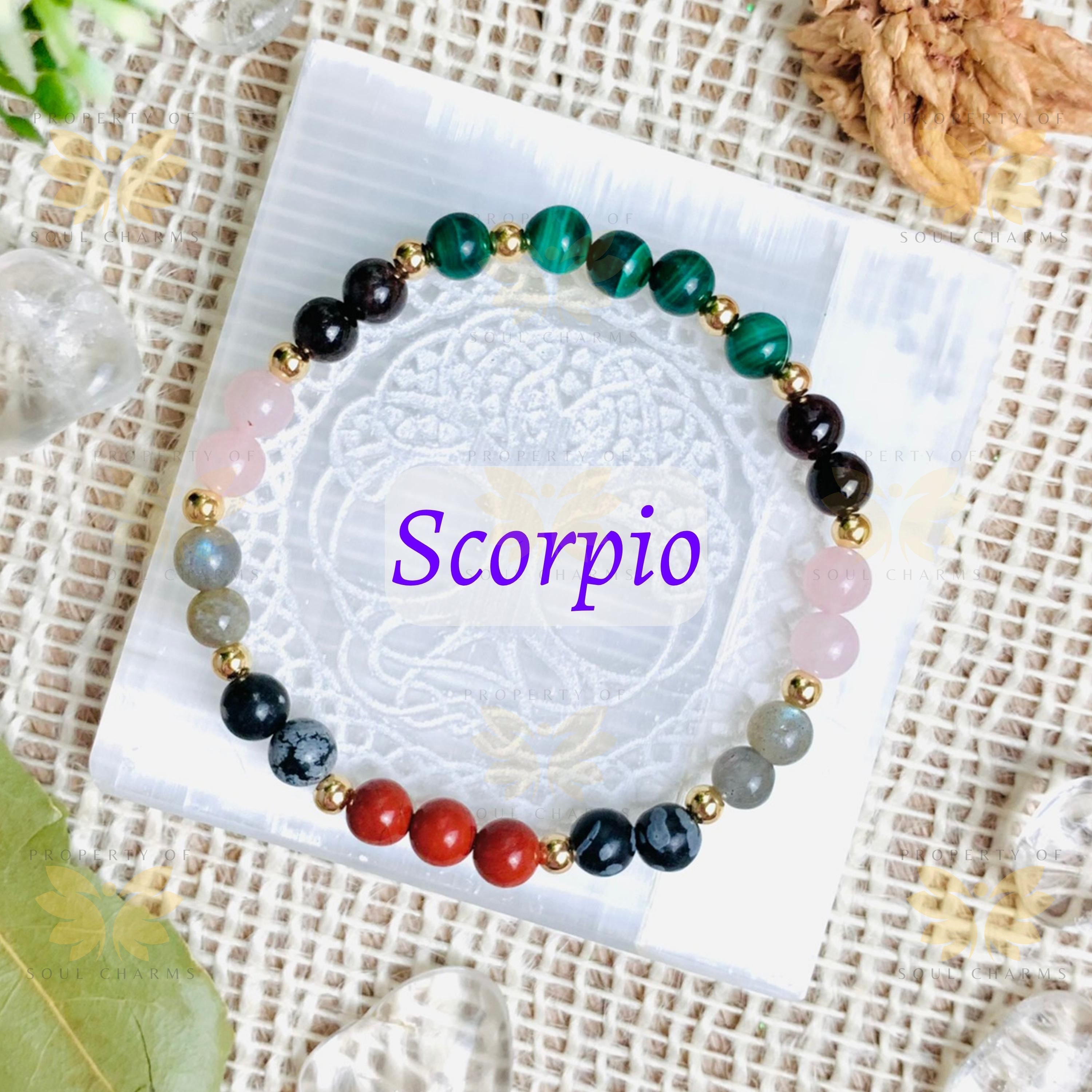 Scorpio Zodiac Crystal Bracelet: October November Birthstone Jewelry