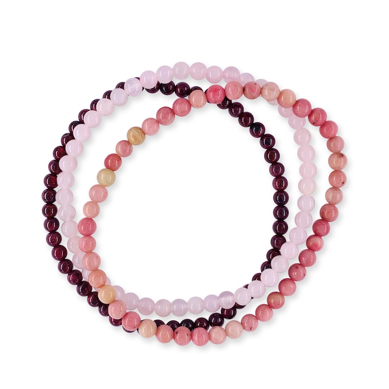 Love Romance Compassion Stackable Dainty Gemstone Crystal Intention Bracelet Set Crystals for Romance, Self Love, Confidence, Heart Chakra image 6